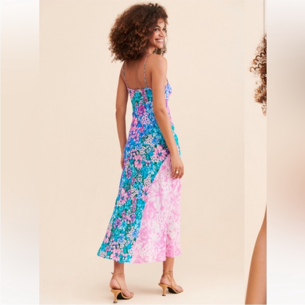 Kachel Anthropologie Vivian Floral Silk Slip Bias Maxi Dress 4 - Picture 2 of 9